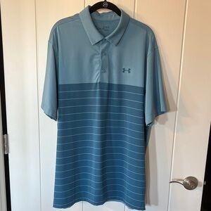 Under Armour heat gear Men's Striped Blue Polo Shirt XL